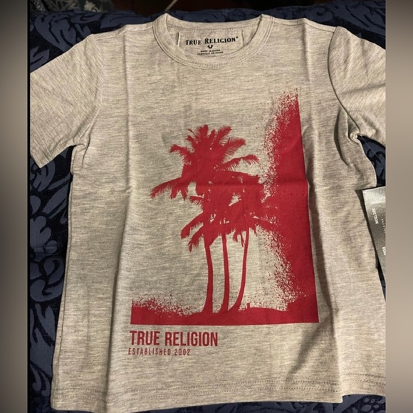 True Religion 2 Pc Geno Relaxed Stretch Denim Shorts and Palm Tree tee shirt NWT - Picture 9 of 12